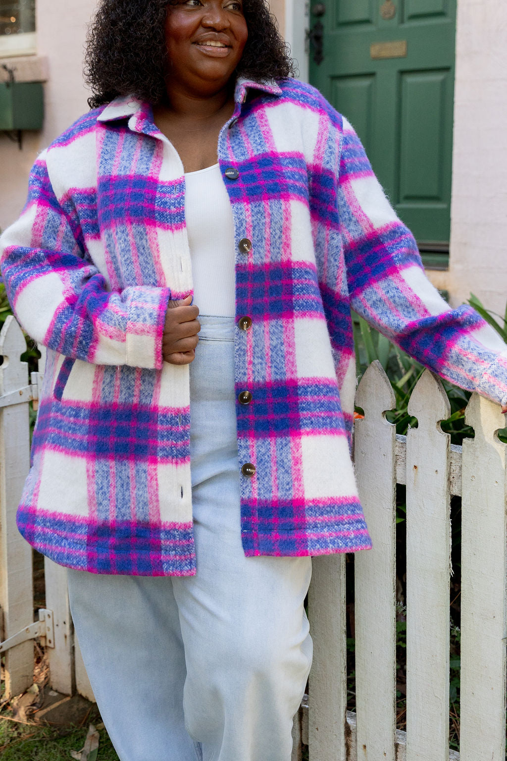 Ryan Shacket in Navy/Pink Check