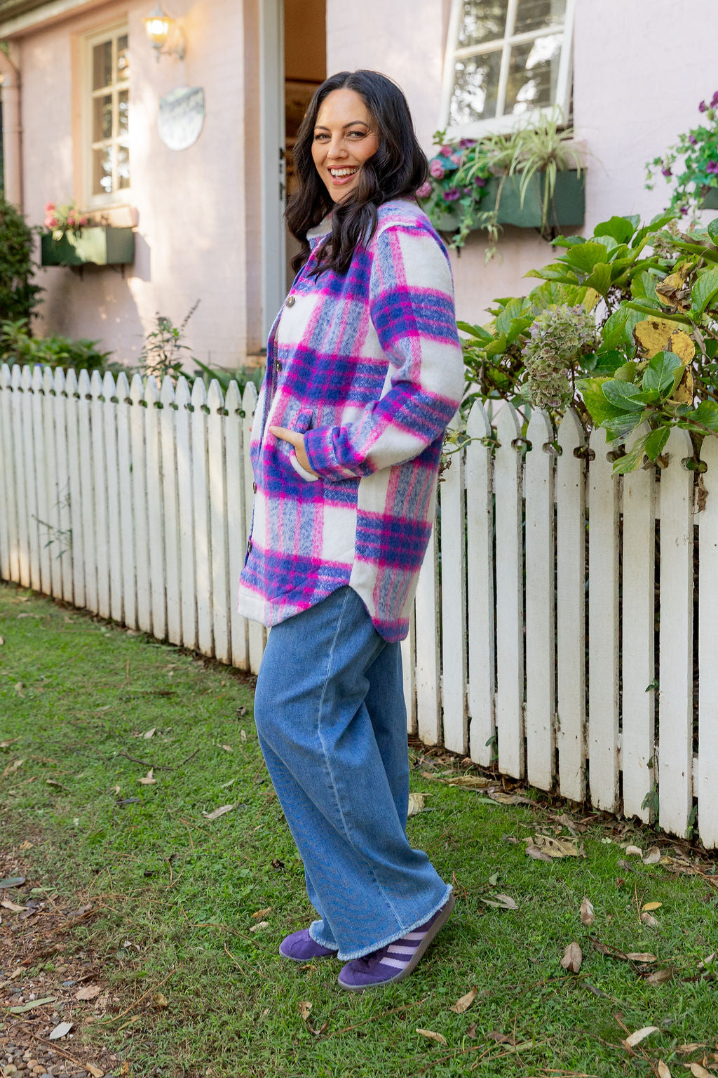 Ryan Shacket in Navy/Pink Check