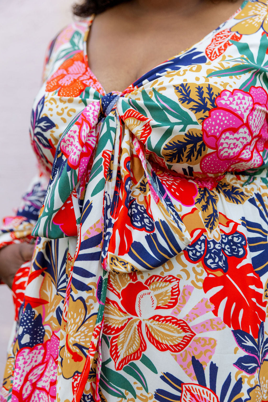 Grace Long Sleeve Midi Dress in Hibiscus