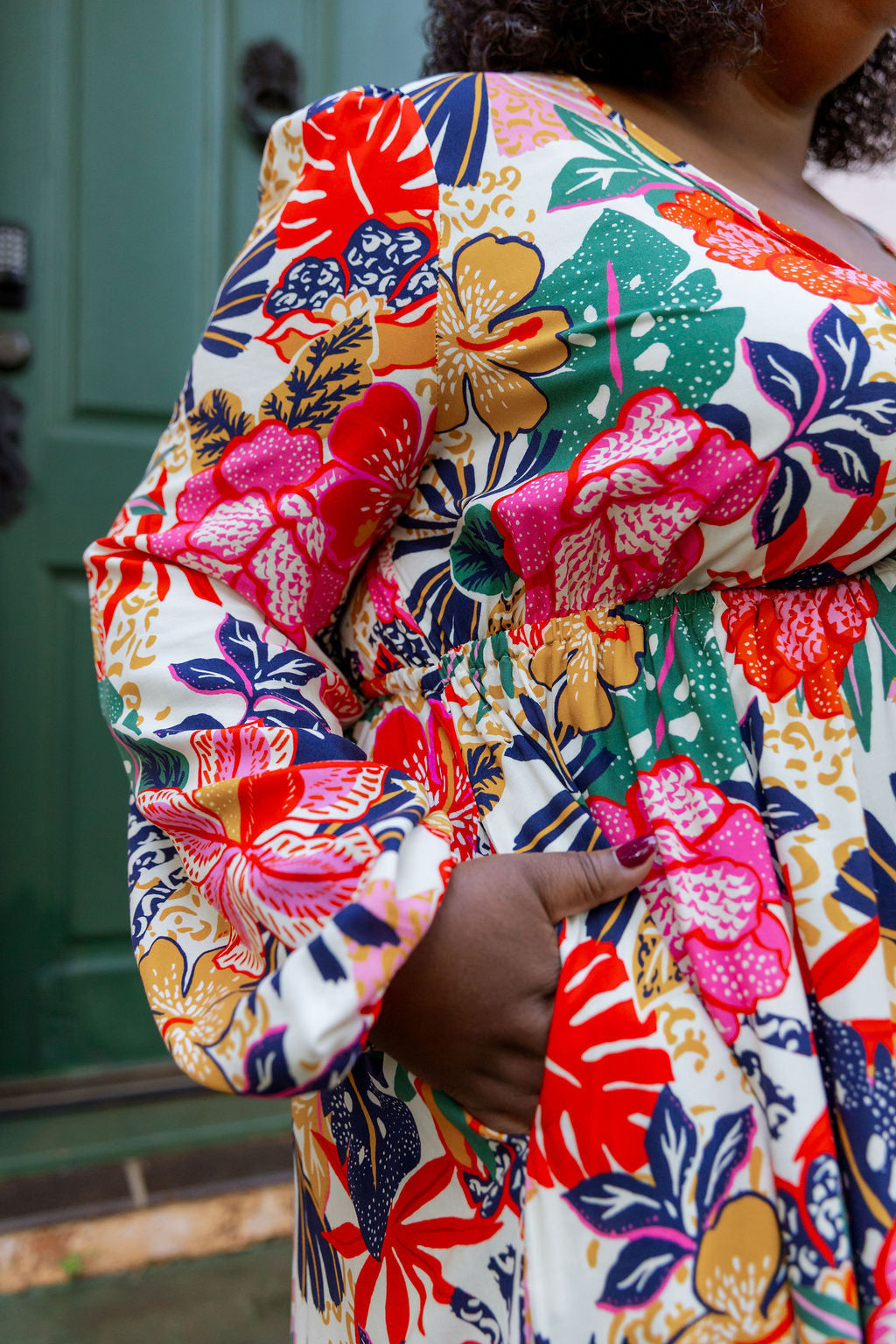 Grace Long Sleeve Midi Dress in Hibiscus