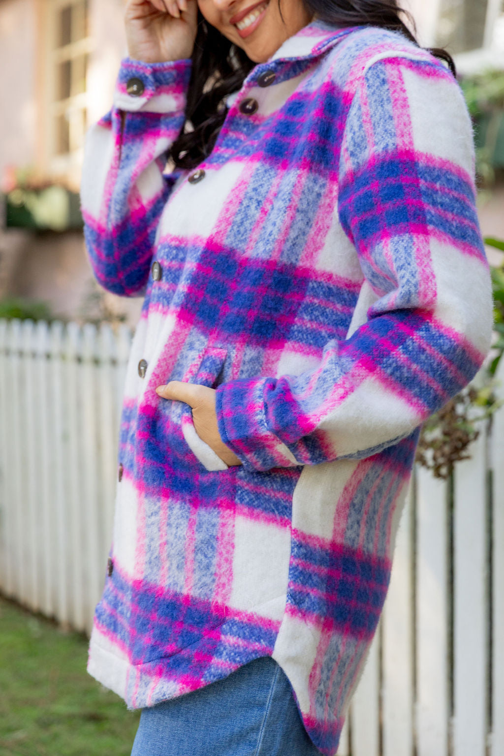 Ryan Shacket in Navy/Pink Check