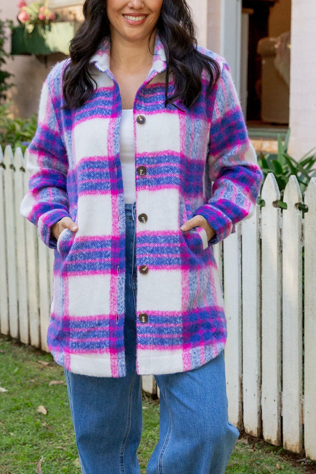 Ryan Shacket in Navy/Pink Check
