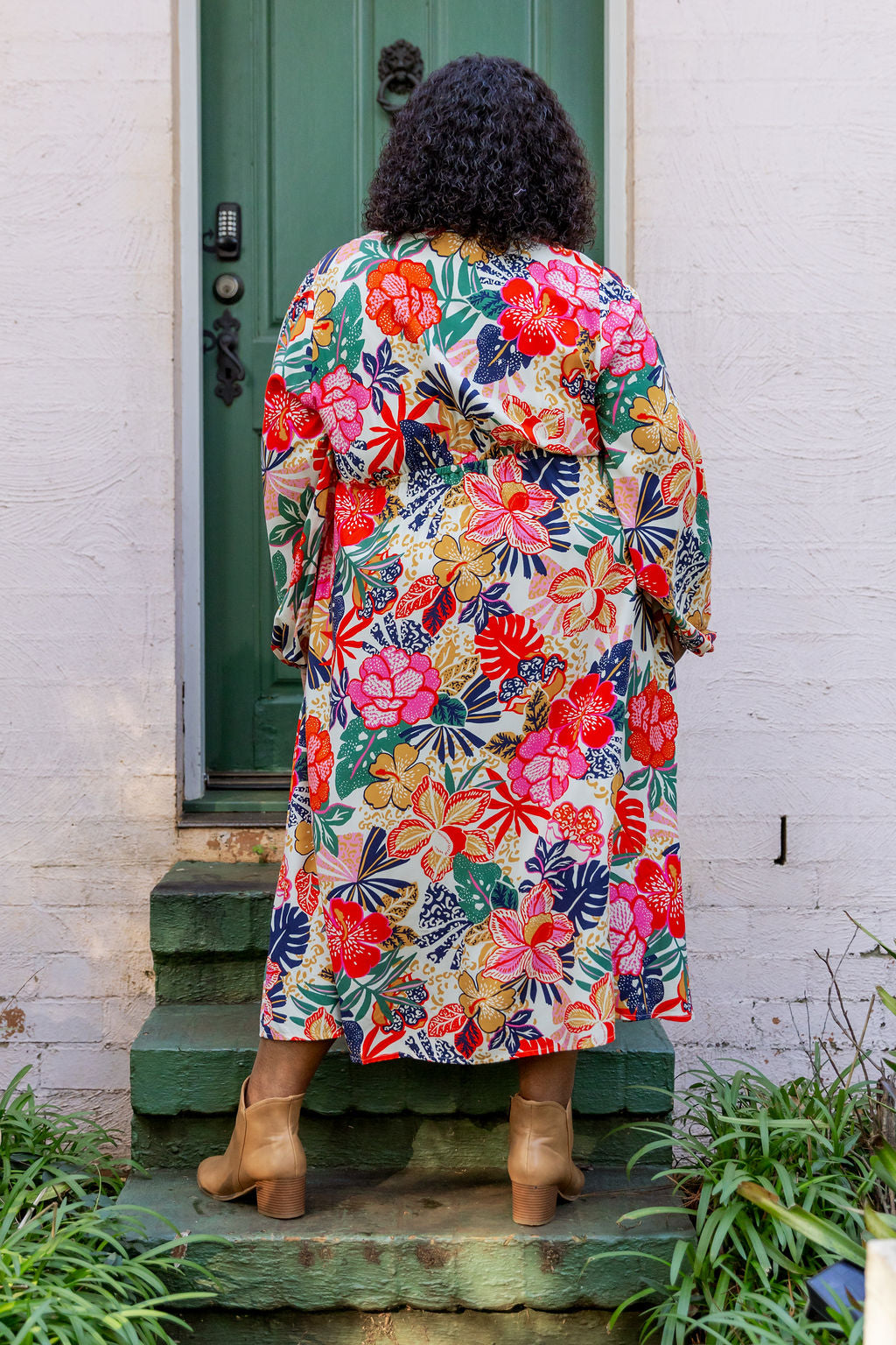 Grace Long Sleeve Midi Dress in Hibiscus