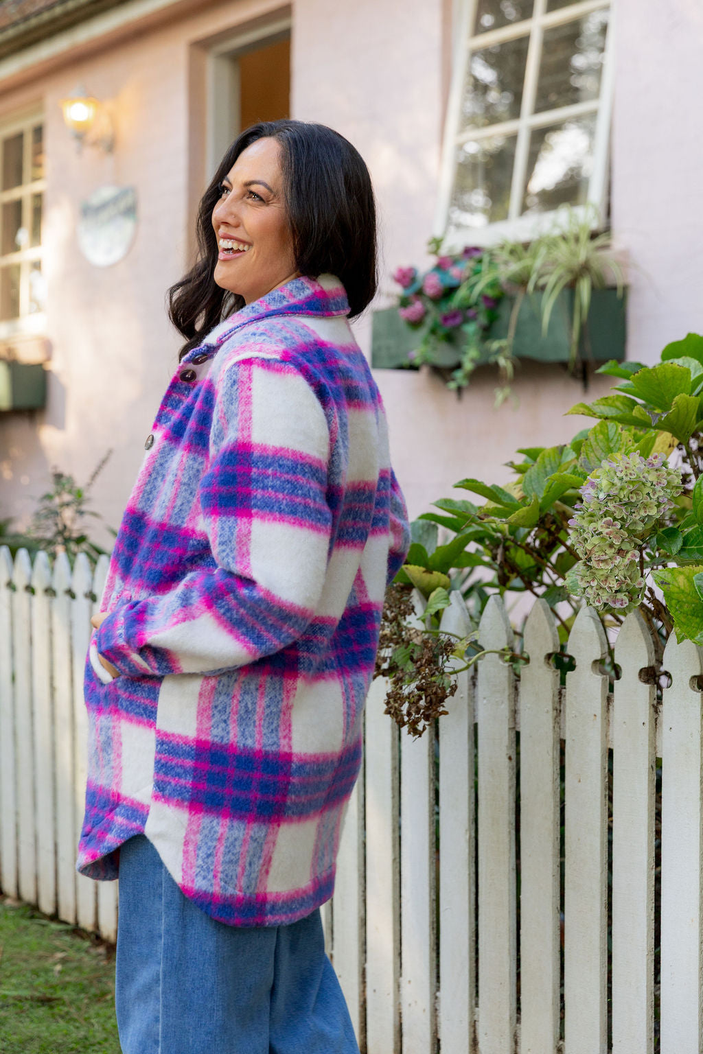 Ryan Shacket in Navy/Pink Check