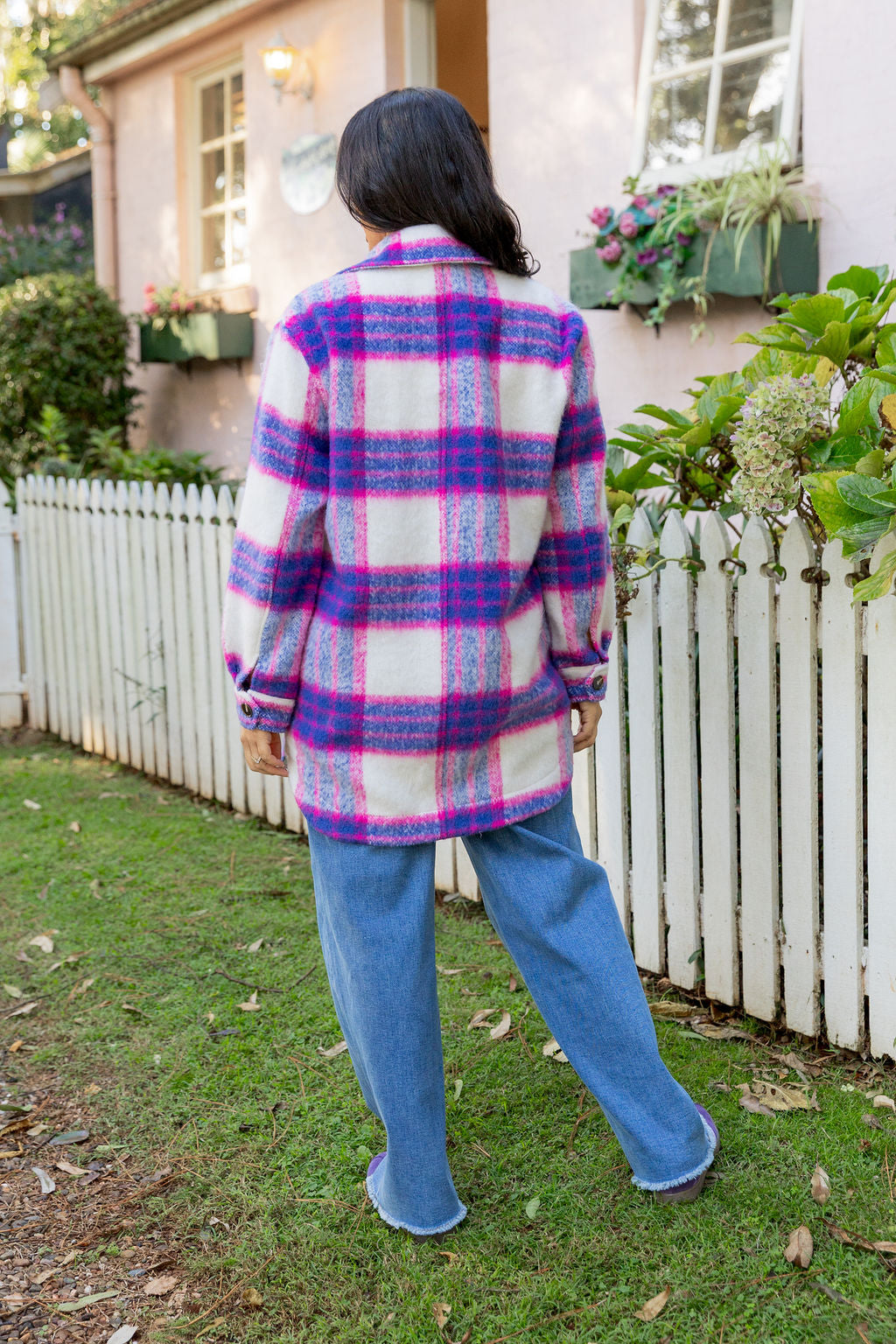 Ryan Shacket in Navy/Pink Check