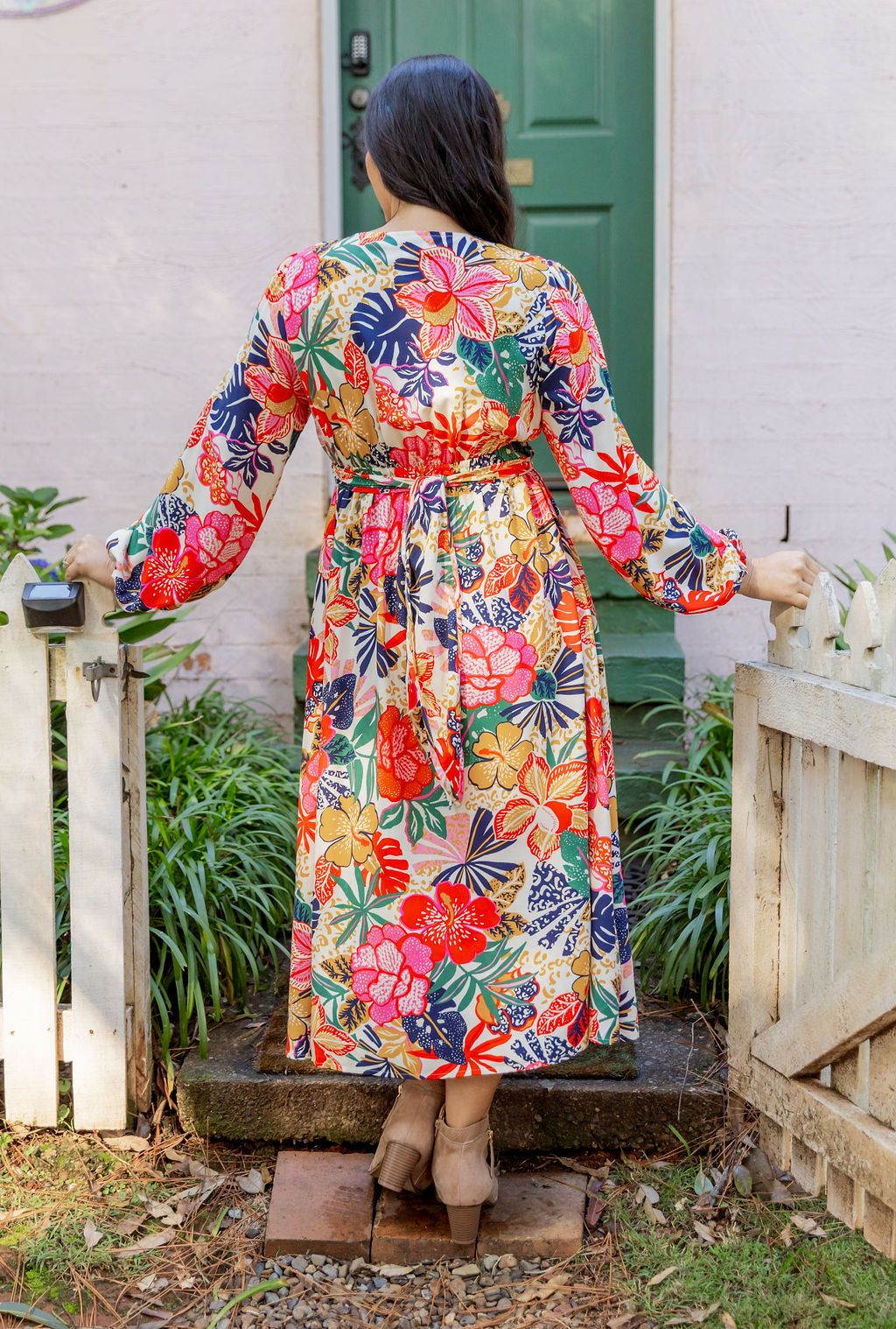 Grace Long Sleeve Midi Dress in Hibiscus