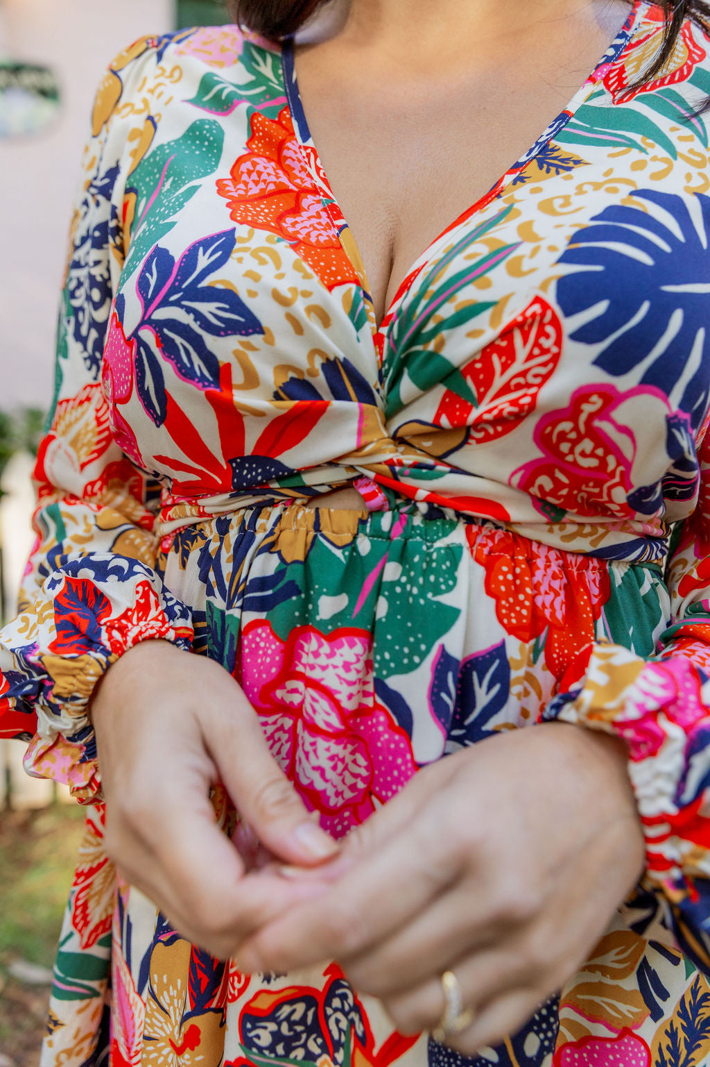 Grace Long Sleeve Midi Dress in Hibiscus