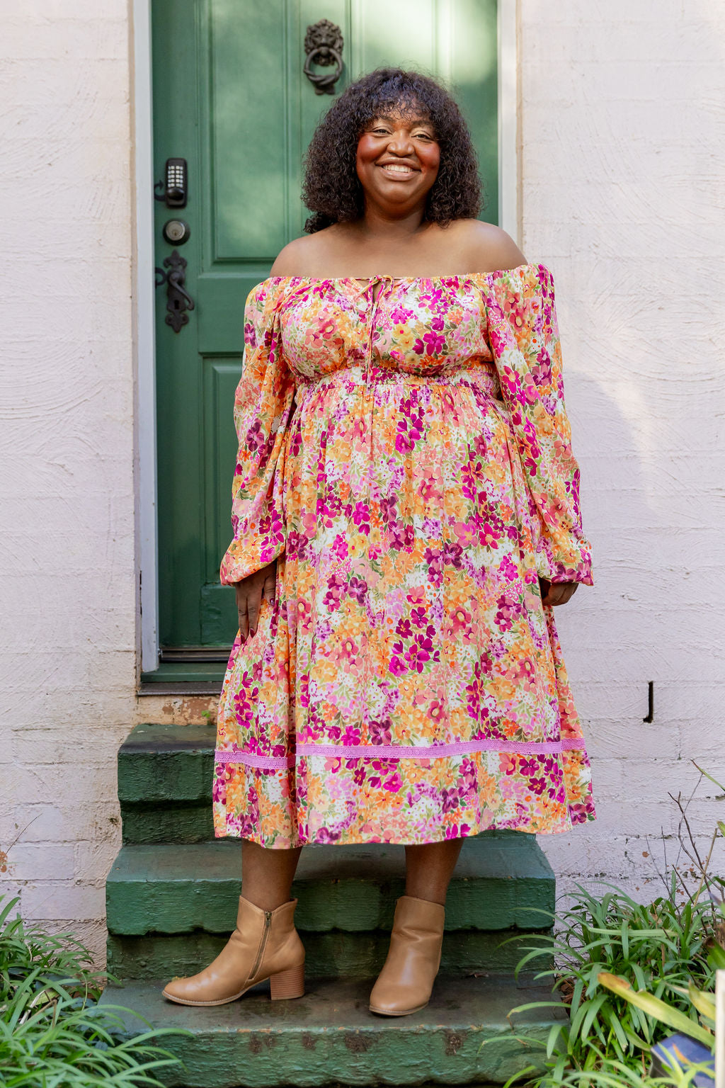 Long Sleeve Amberly Dress in Giardino Fall