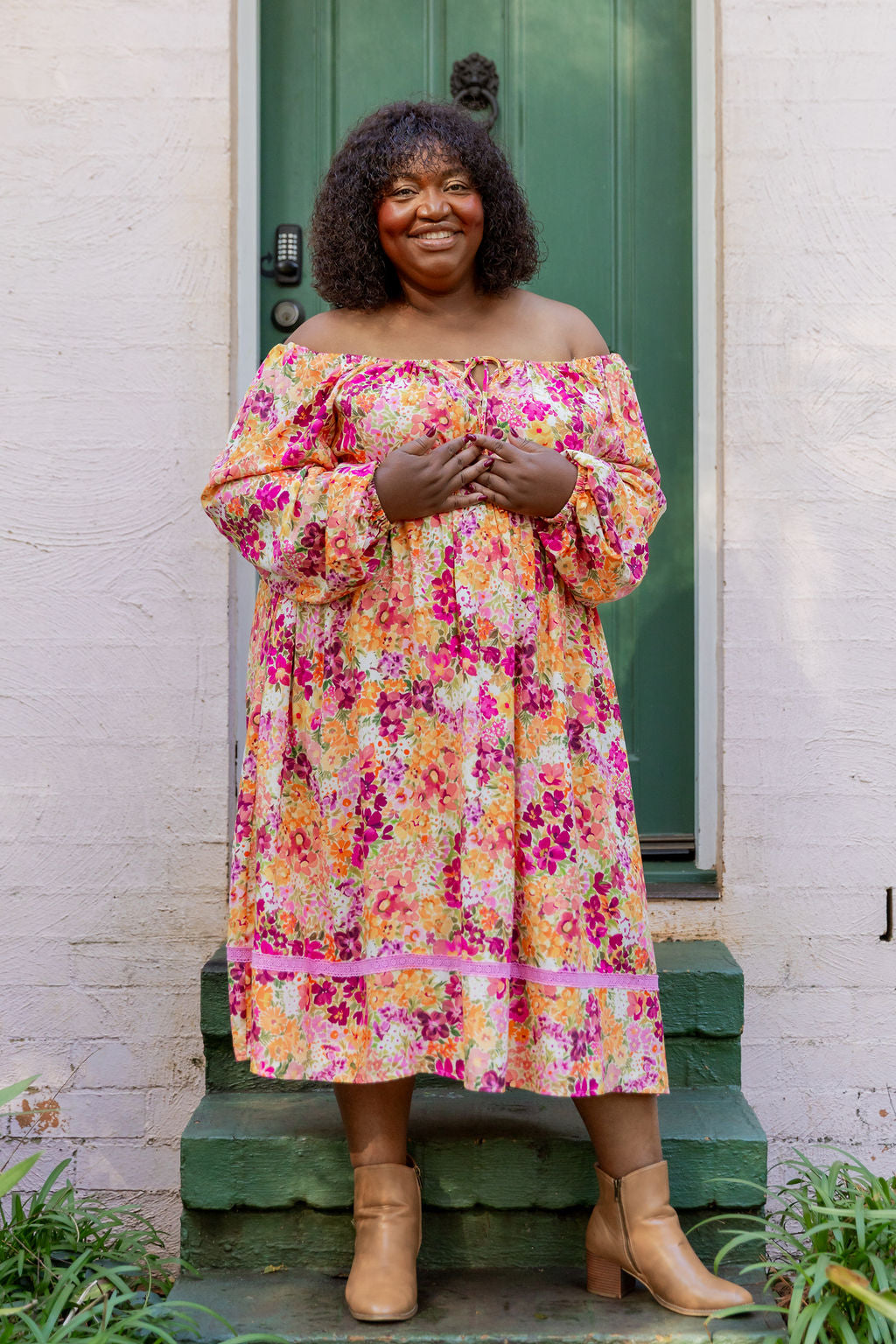 Long Sleeve Amberly Dress in Giardino Fall