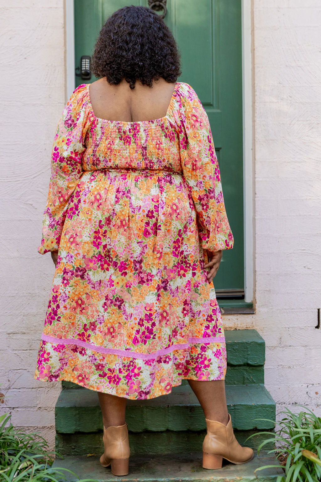 Long Sleeve Amberly Dress in Giardino Fall