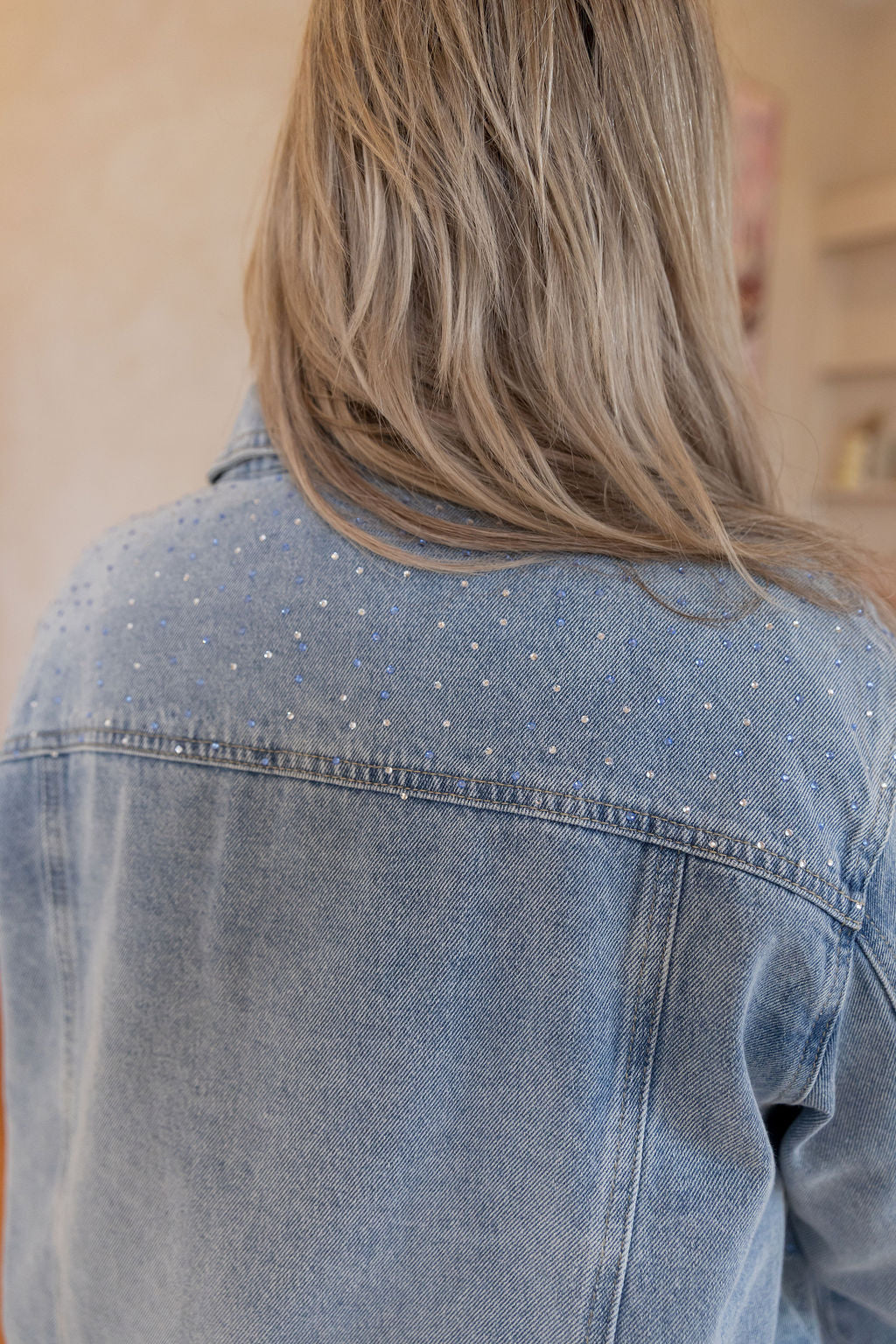 Hayden Denim Jacket in Rhinestone/Blue Wash