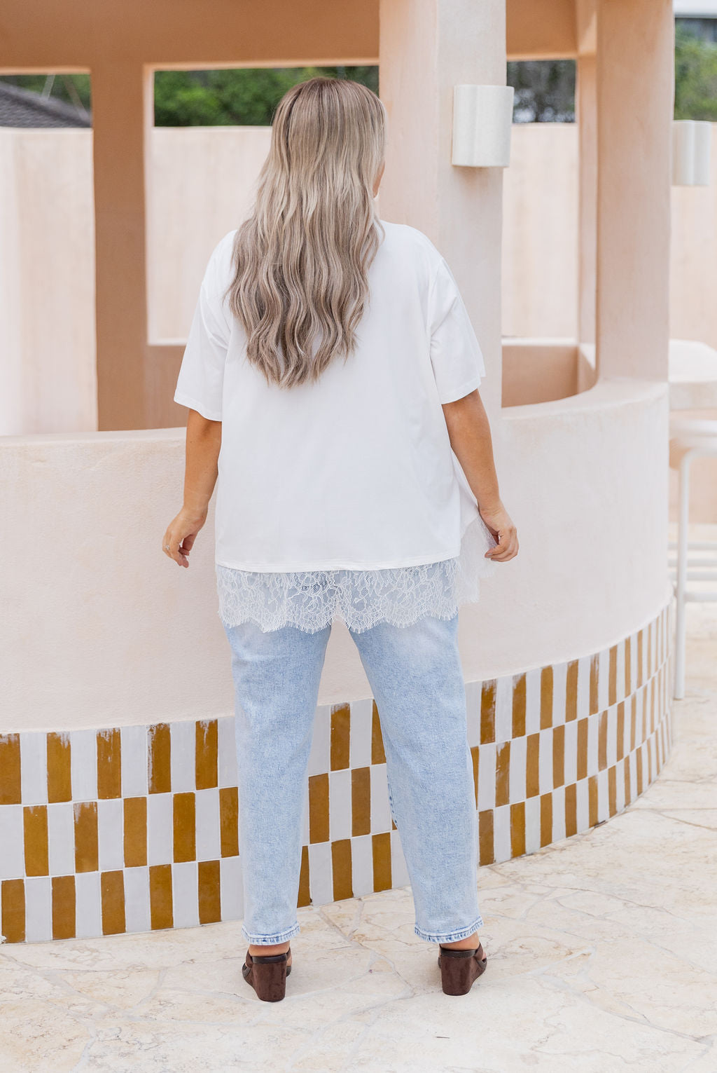 Lola Lace Trim Tee White