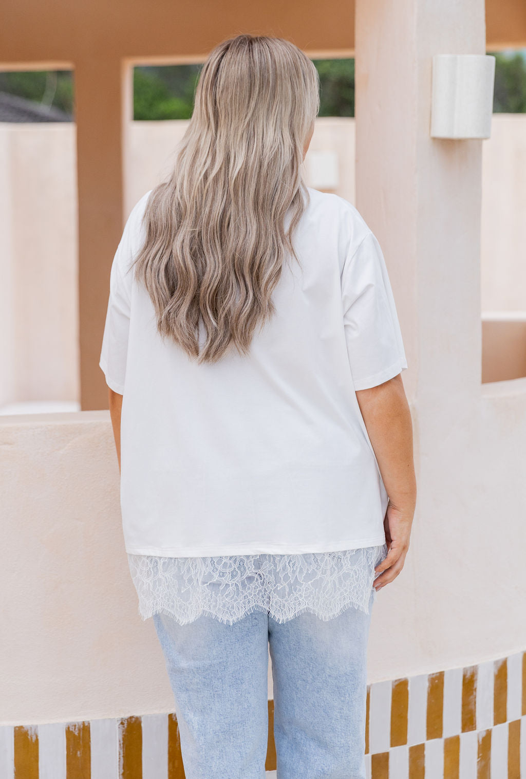 Lola Lace Trim Tee White