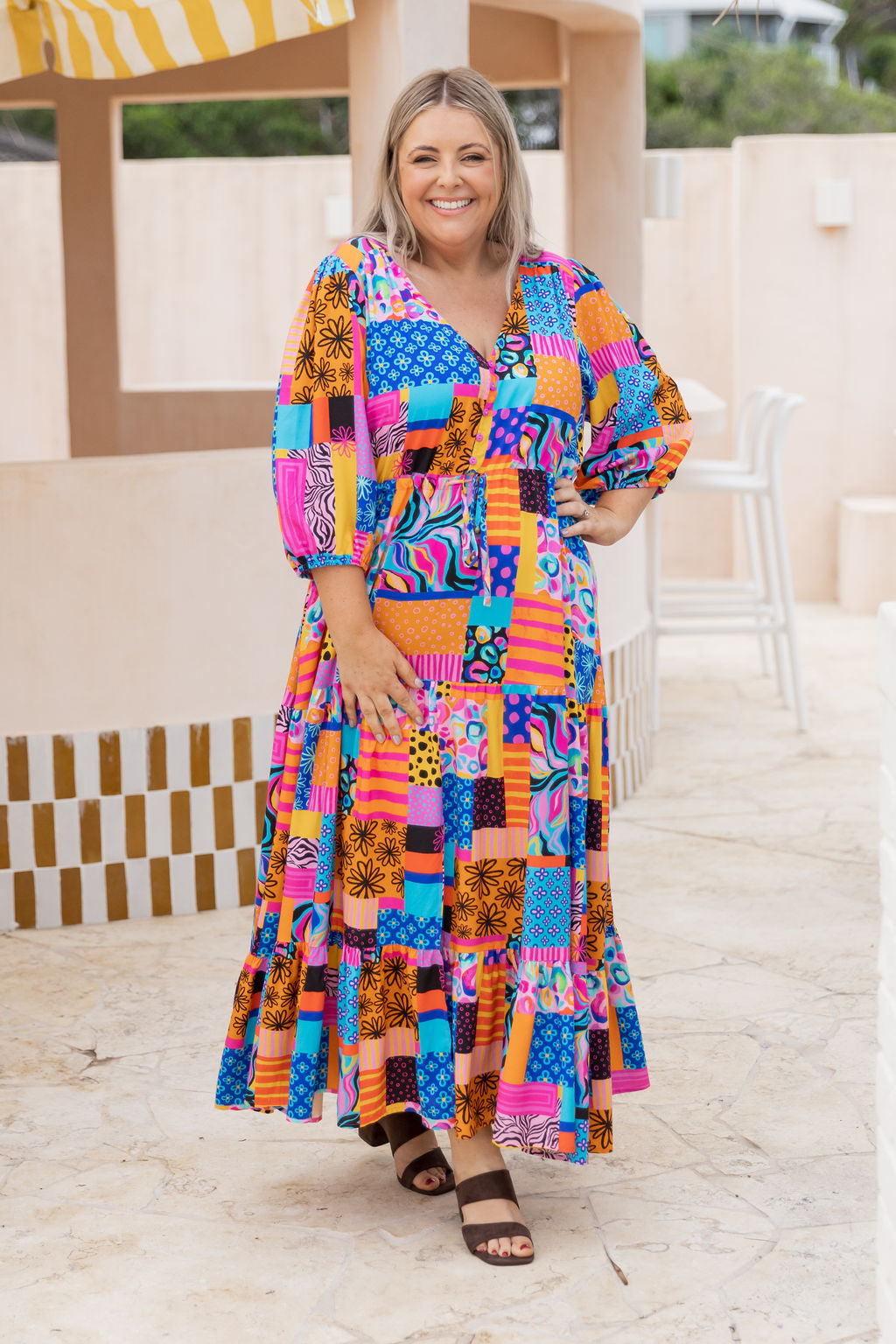 Billie Maxi Dress in Tara's Patchwork by Kasey Rainbow