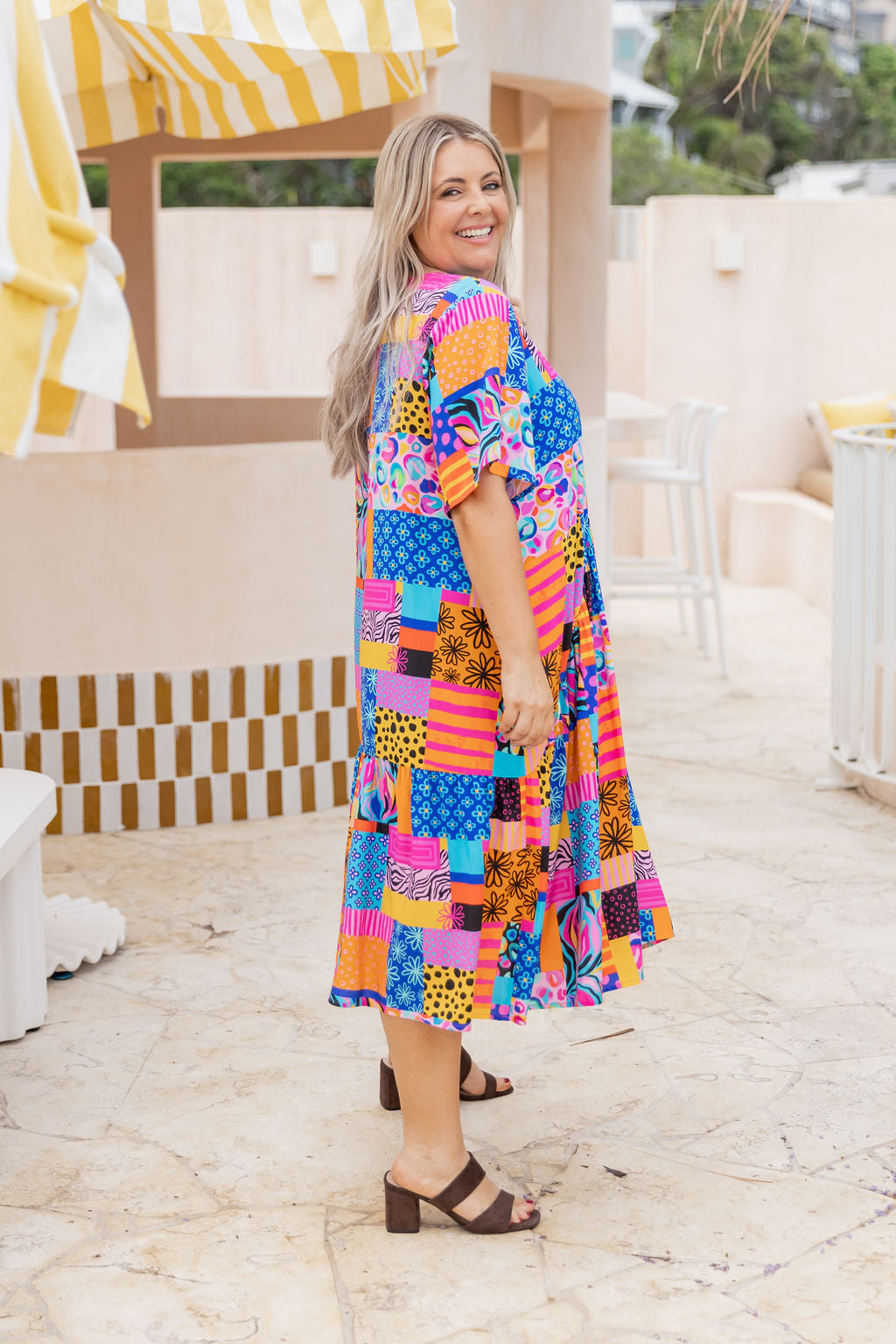 Peak Midi Dress in Tara's Patchwork by Kasey Rainbow