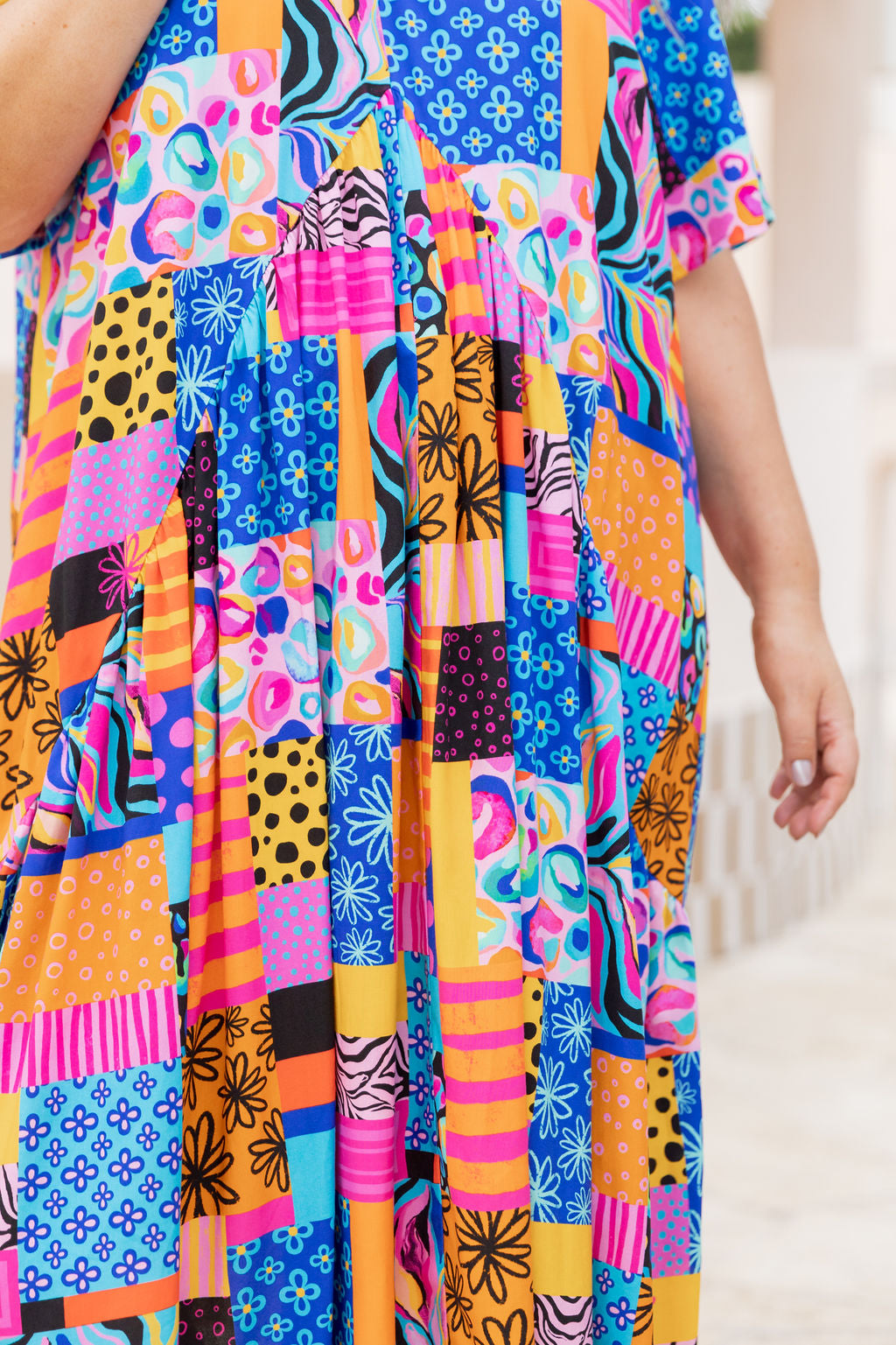 Peak Midi Dress in Tara's Patchwork by Kasey Rainbow