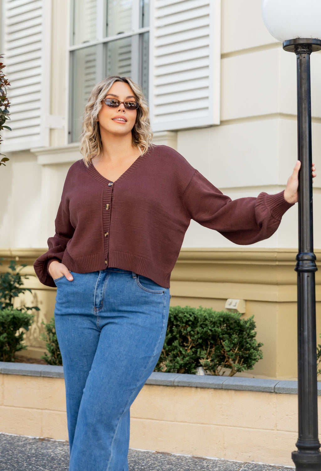 Mira Cropped Cardigan in Chocolate