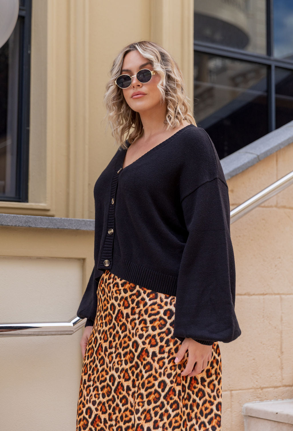 Mira Cropped Cardigan in Black