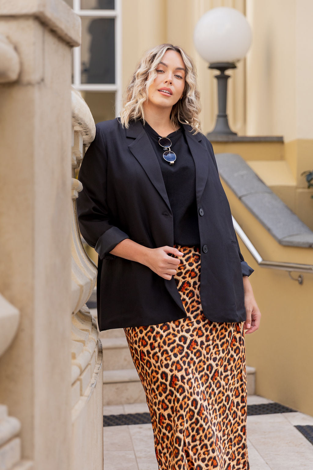 Livy Bias Skirt in Viscose Satin Leopard