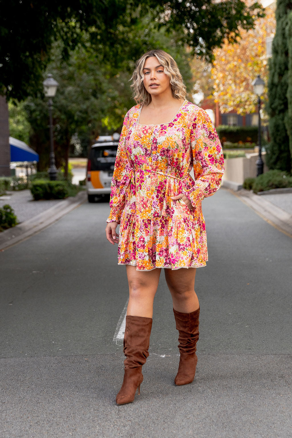 Long Sleeve Gia Dress in Giardino Fall