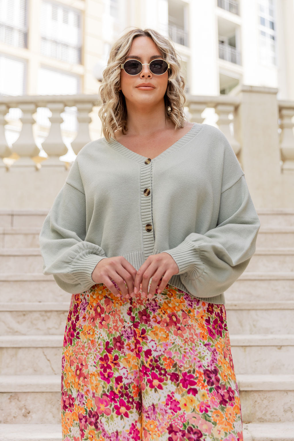 Mira Cropped Cardigan in Sage