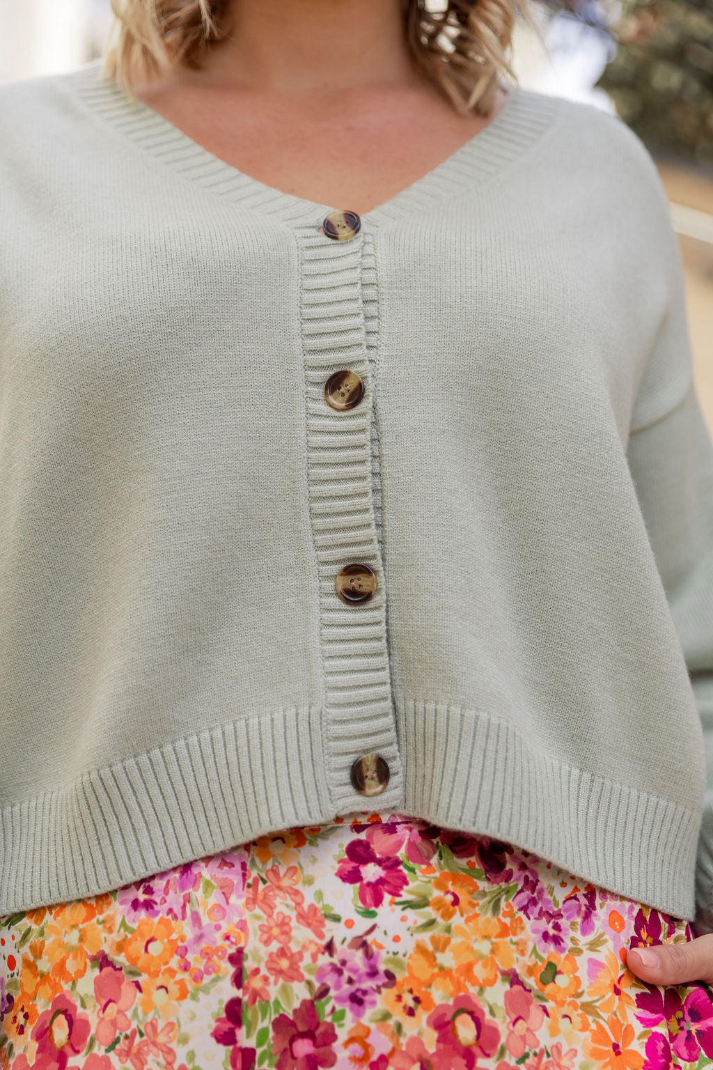 Mira Cropped Cardigan in Sage