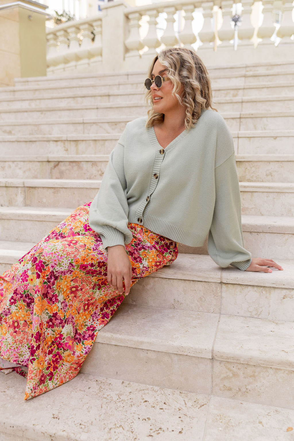 Mira Cropped Cardigan in Sage