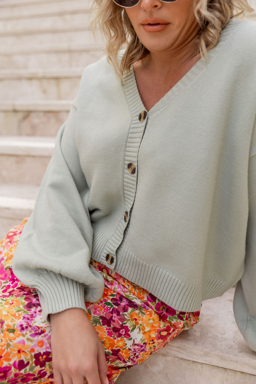 Mira Cropped Cardigan in Sage