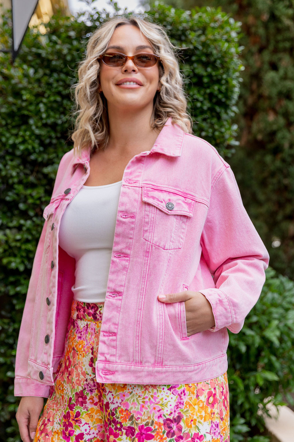 Hayden Boyfriend Jacket in Light Pink Wash