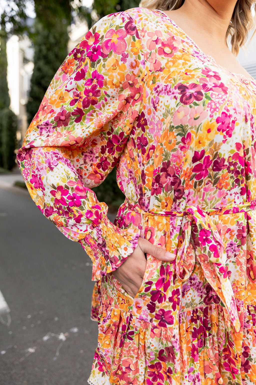 Long Sleeve Gia Dress in Giardino Fall