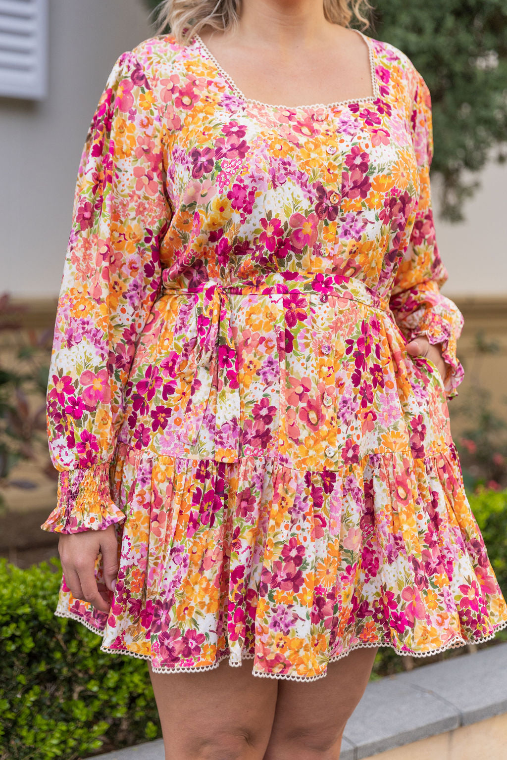 Long Sleeve Gia Dress in Giardino Fall
