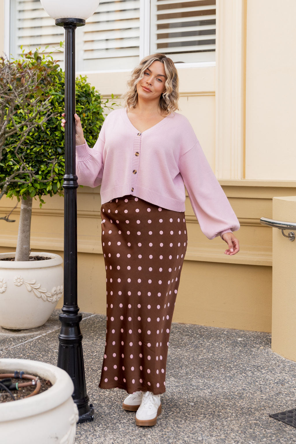 Mira Cropped Cardigan in Dusty Pink