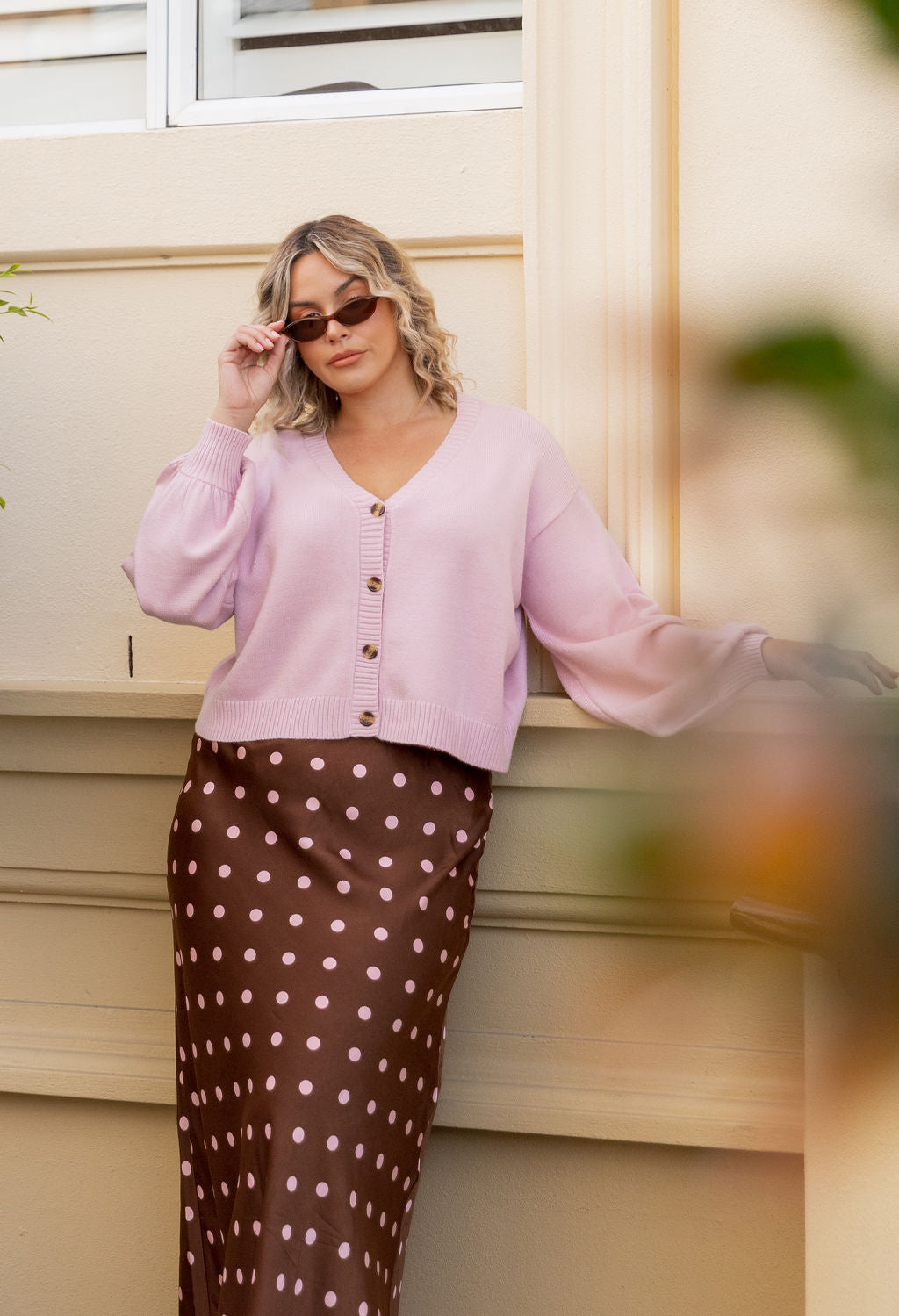 Mira Cropped Cardigan in Dusty Pink