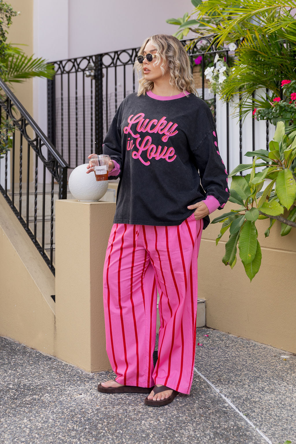 Jaimie Pants in Disco Stripes Pink