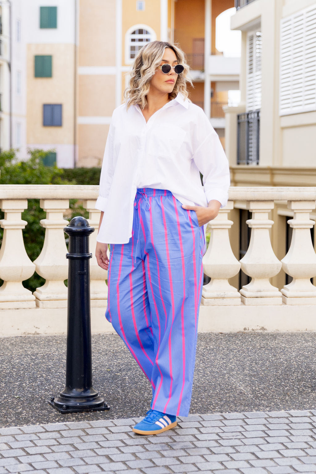 Jaimie Pants in Disco Stripes Blue