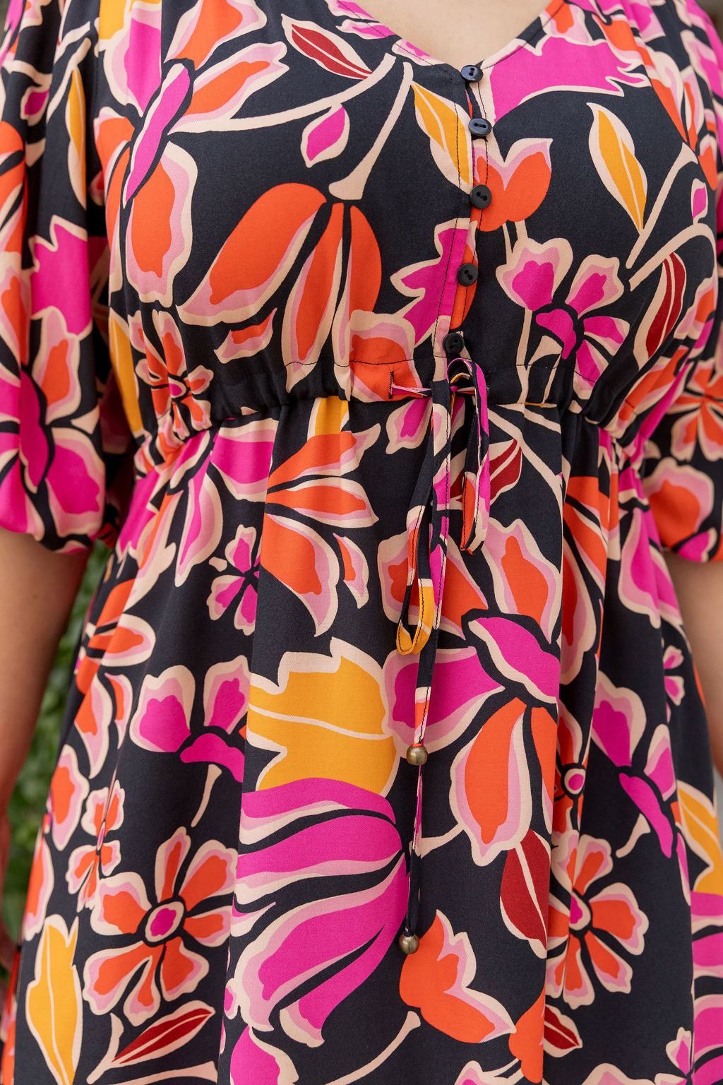 Bonita 3/4 Sleeve Midi Dress in Winter Botanica