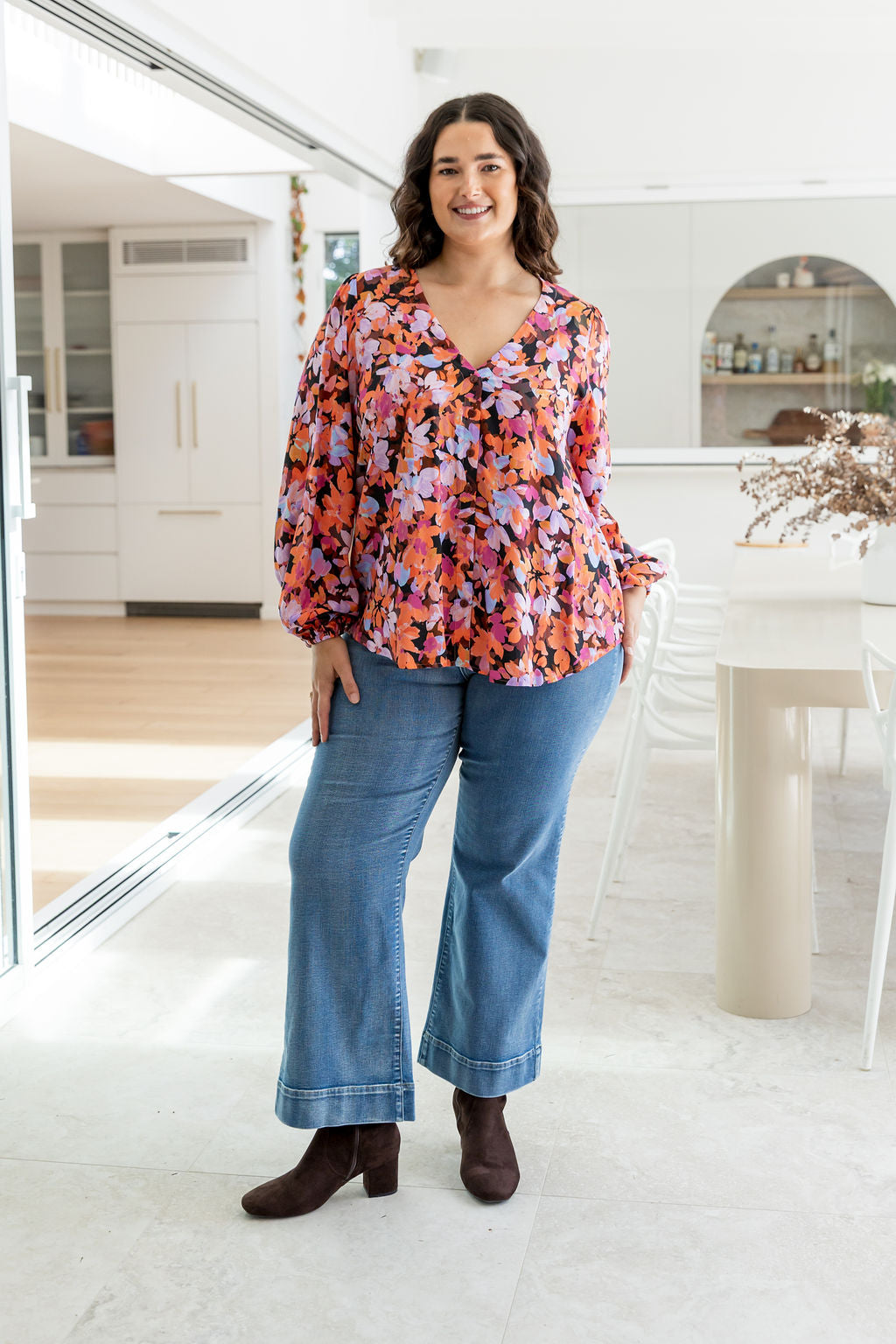 Winona Long Sleeve Blouse in Dusk Floral