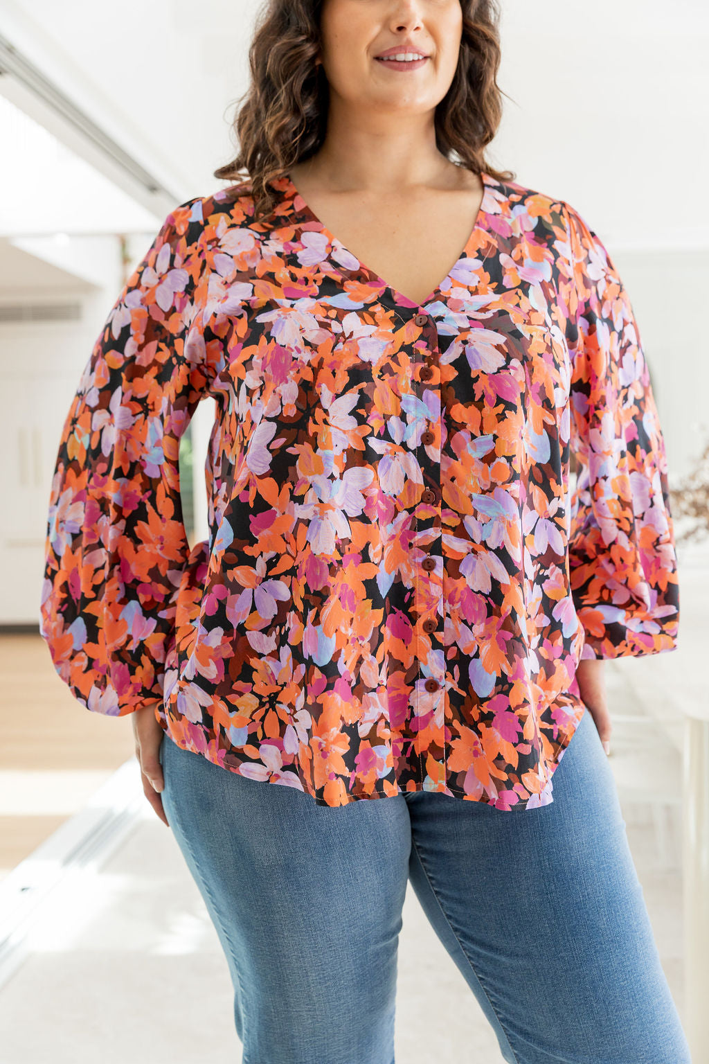 Winona Long Sleeve Blouse in Dusk Floral