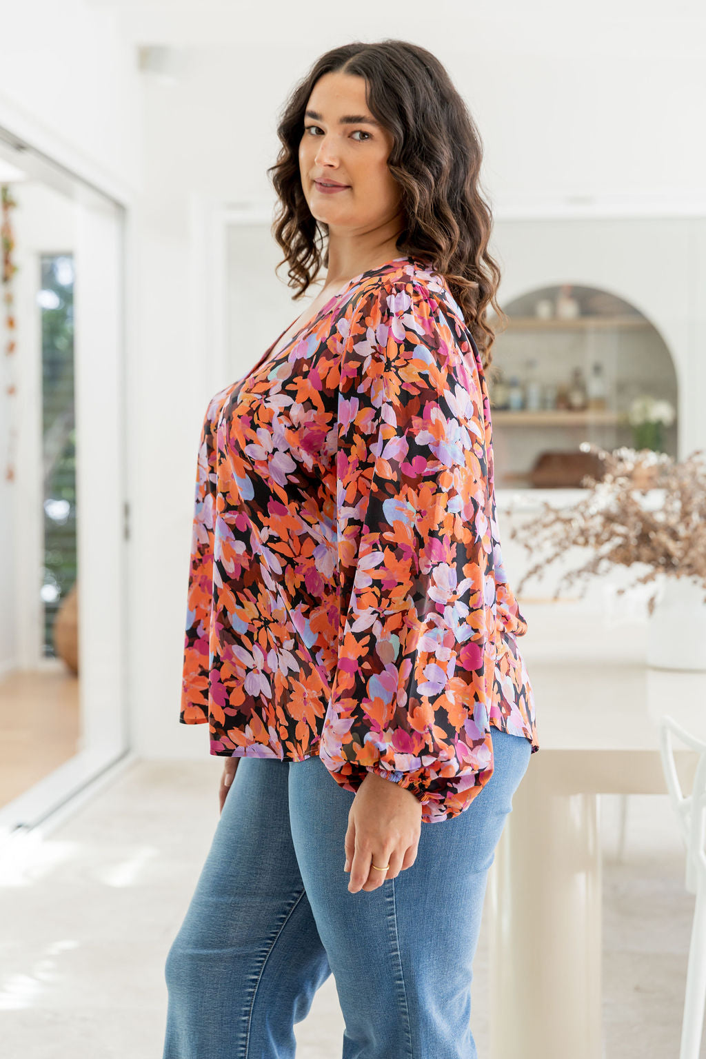 Winona Long Sleeve Blouse in Dusk Floral