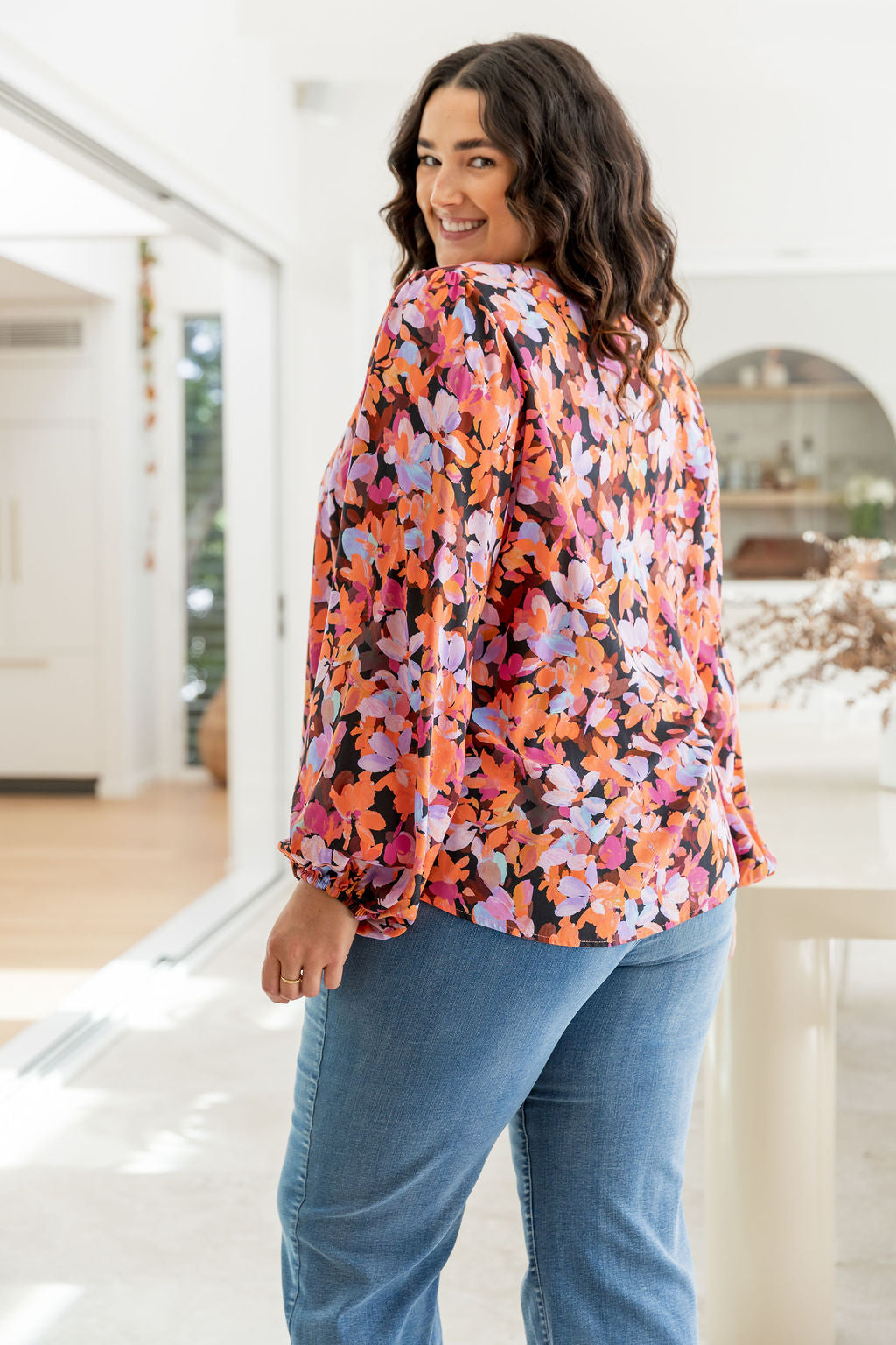 Winona Long Sleeve Blouse in Dusk Floral