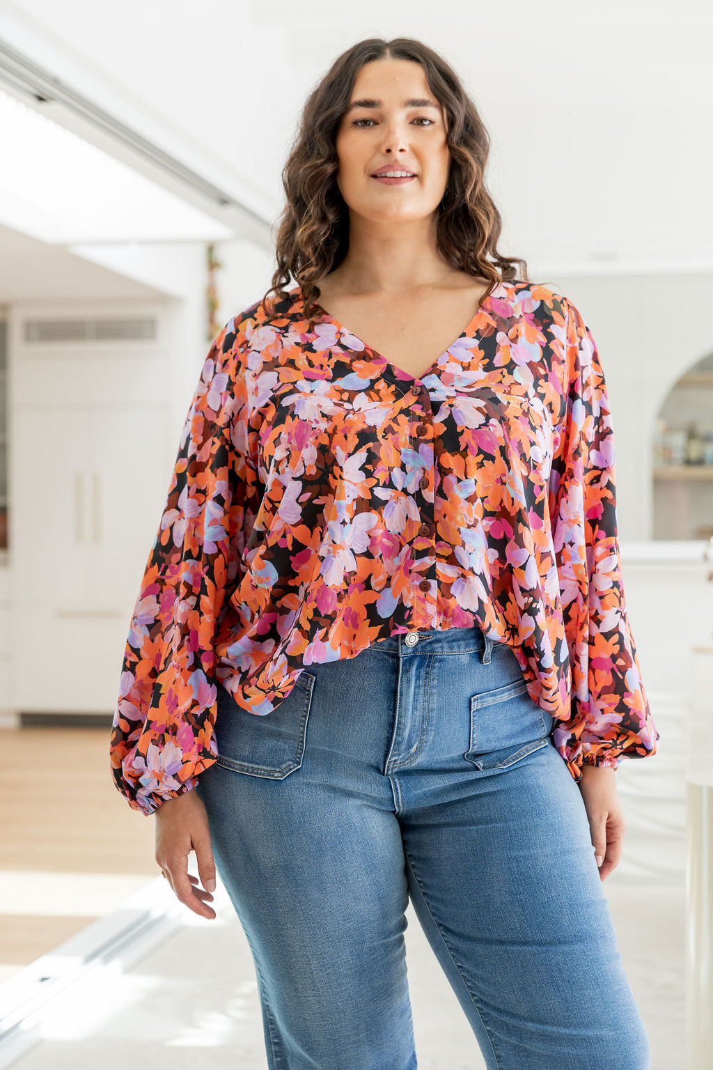 Winona Long Sleeve Blouse in Dusk Floral