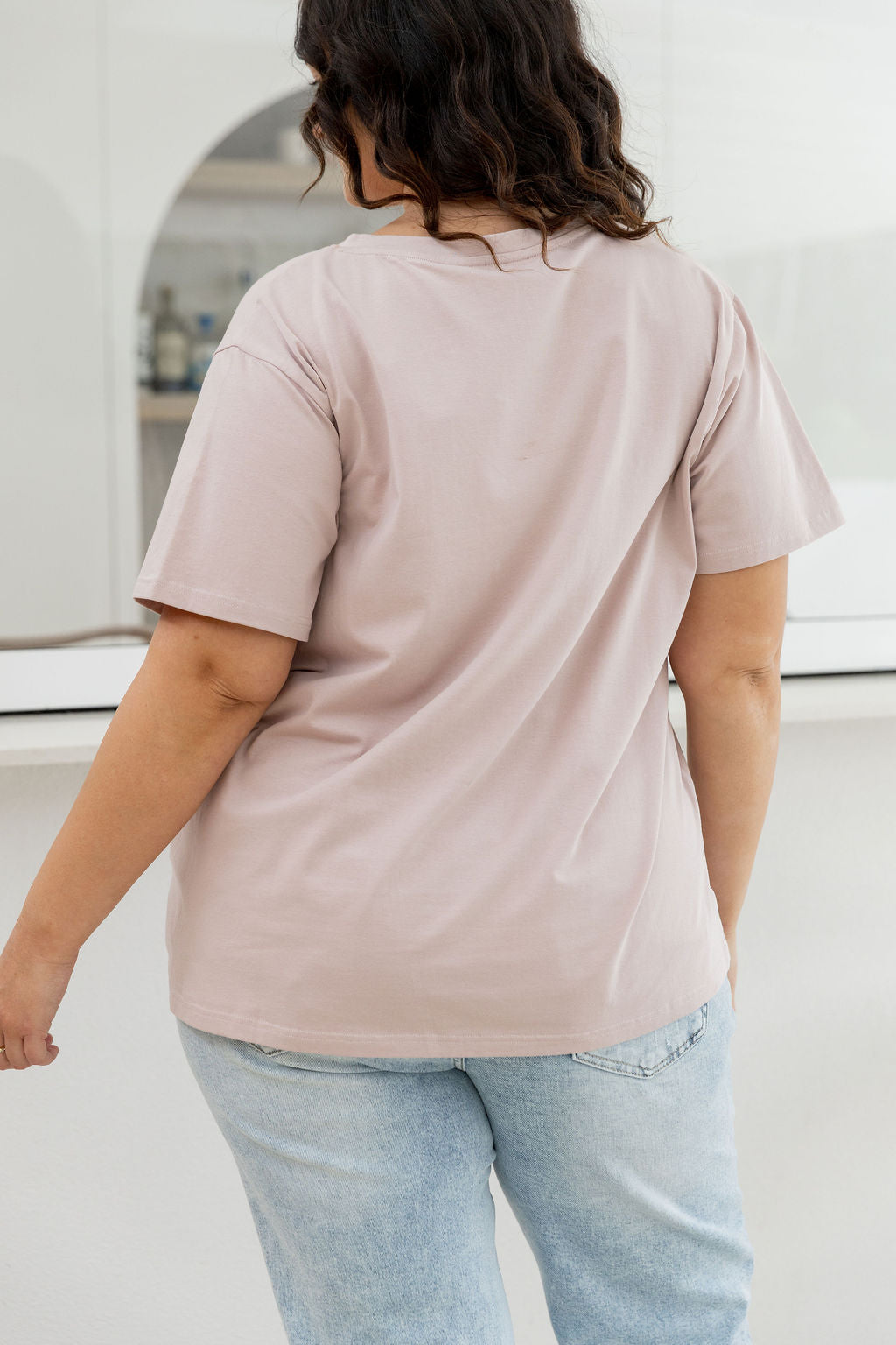 Relaxed V-Neck Tee in Latte