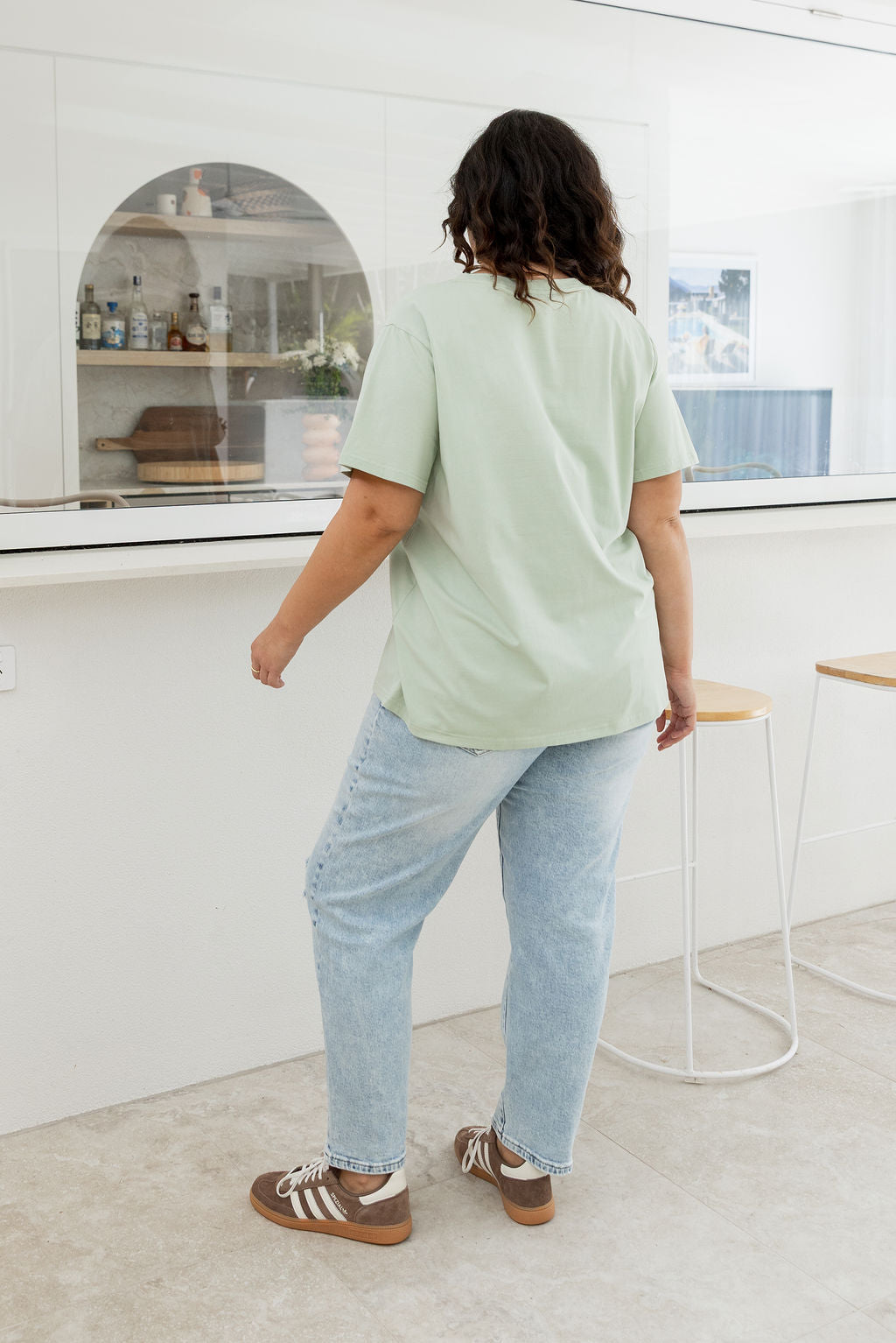 Relaxed V-Neck Tee in Sage