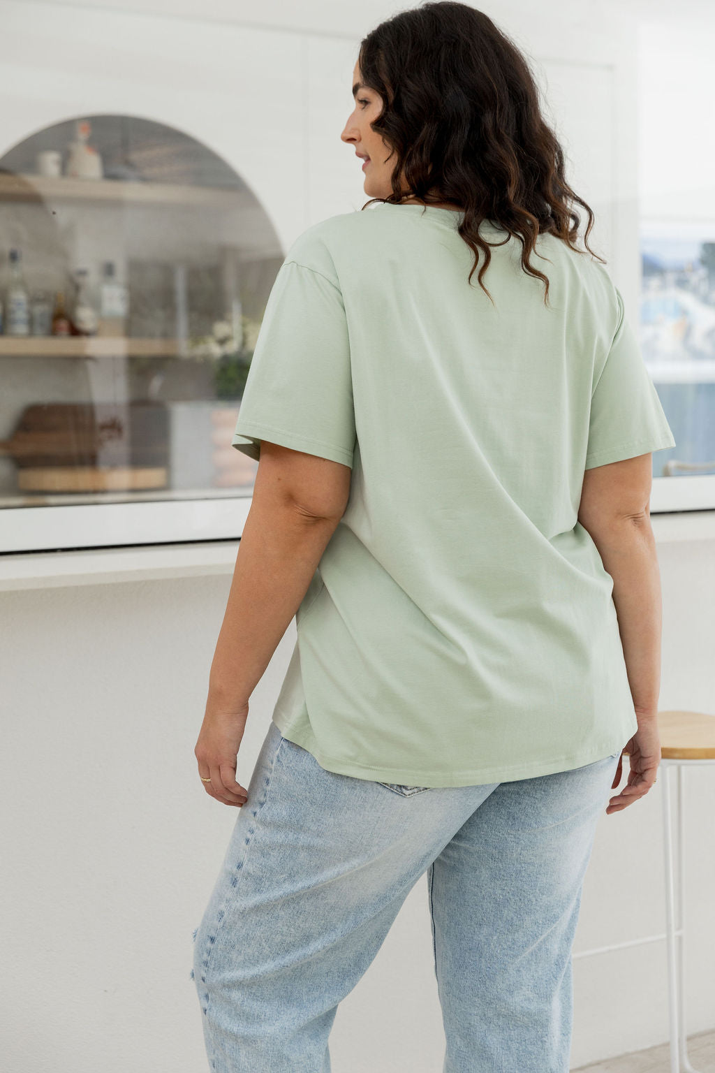 Relaxed V-Neck Tee in Sage