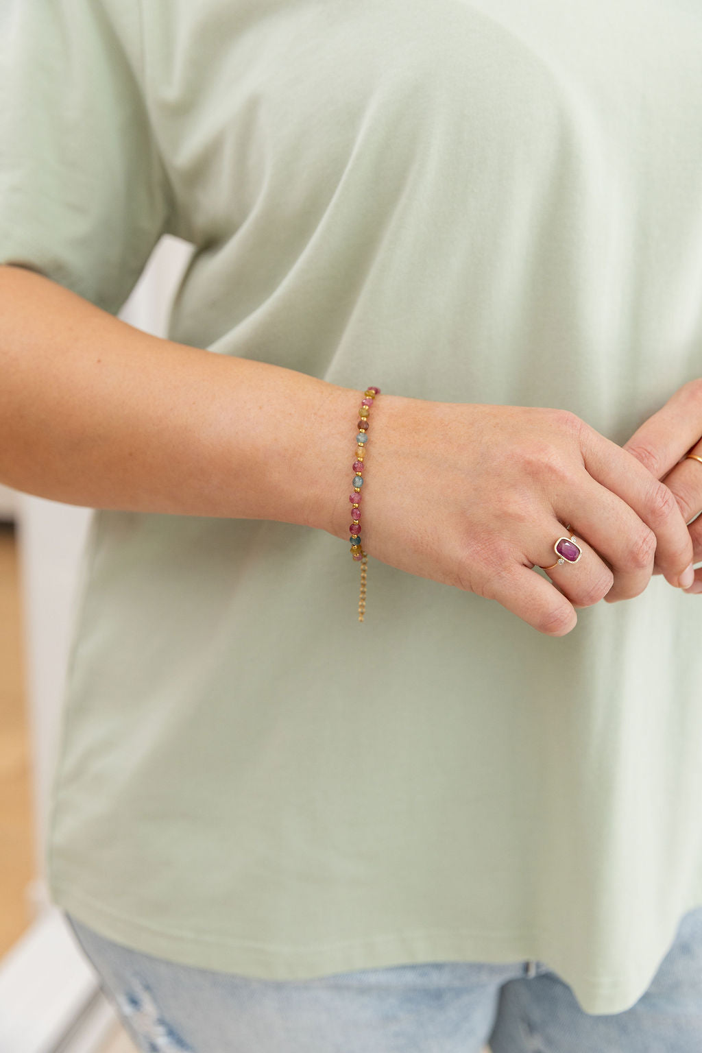 Multi Stone Beaded Bracelet - Multi Colour