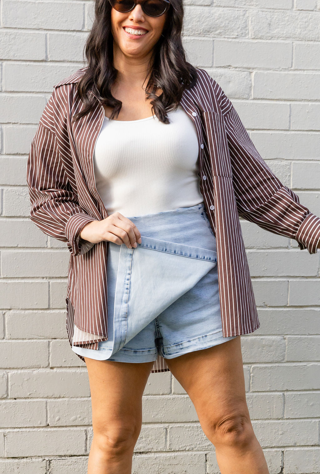 Etta Skort in Light Blue Acid Wash