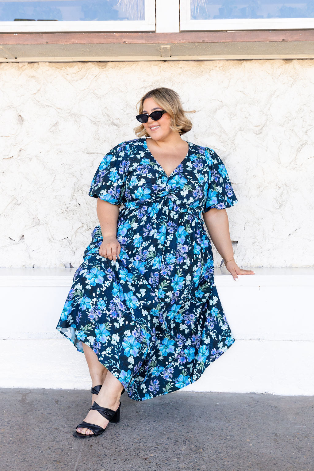 Lucinda Maxi Dress in Indigo Blooms