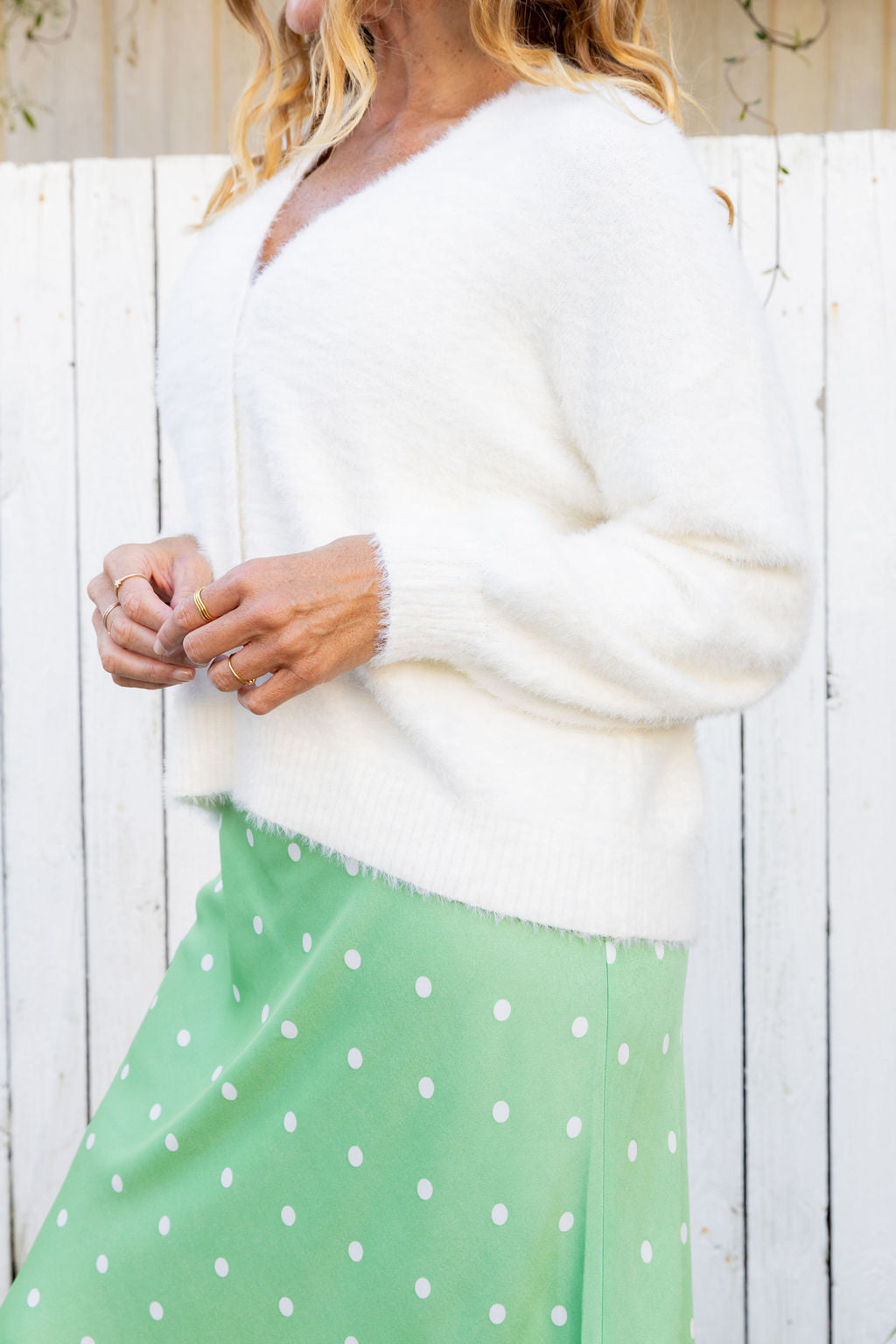 Clover Fluffy Knit in Off White