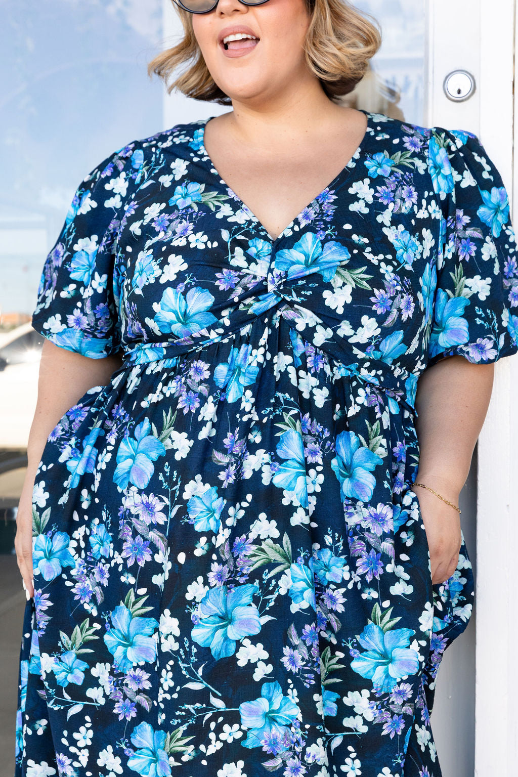 Lucinda Maxi Dress in Indigo Blooms