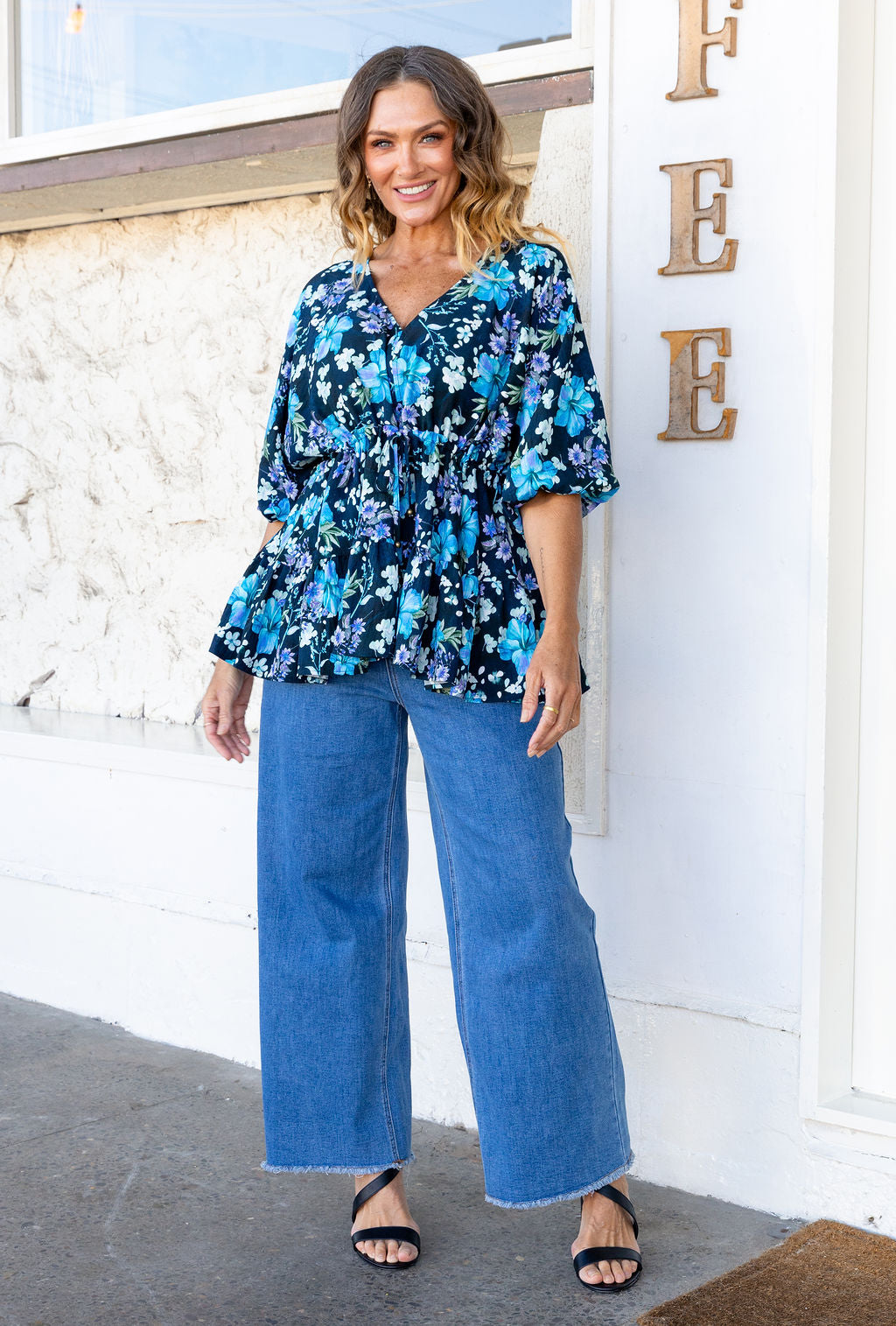 Brooklyn Top in Indigo Blooms